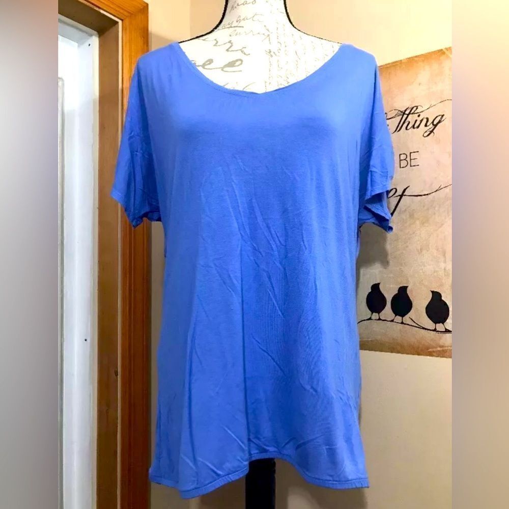 New York & Company Women's Blue Short Sleeve Tee Top Shirt - Size XL